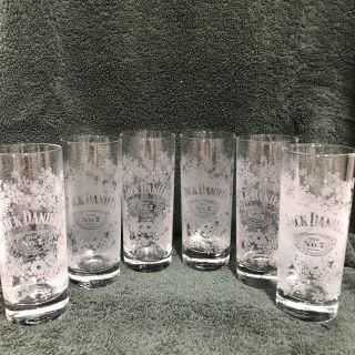 Set Of 6 Jack Daniel’s Old No.  7 Highball Snowflake Glasses