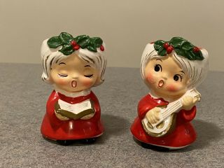 Vintage Japan - Lefton Christmas Angels - Candle Holders Figurine Set Of 2