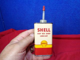 Vintage Tin Litho Shell Soap Box Derby Lubricant Handy Oiler