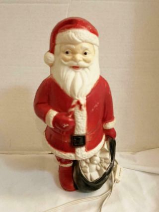 Vintage Dapol Industries Christmas 12.  5 " Blow Mold Santa W Black Toy Sack Usa