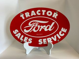 Vintage Porcelain Ford Tractor Sales And Service Gas And Oil Sign