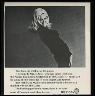 1967 Nancy Ames Photo The Plaza Hotel Nyc Persian Room Print Ad