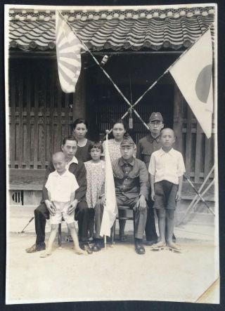 Join Army Flag Family China Japan Army Ww2 Japanese Photo Orig.