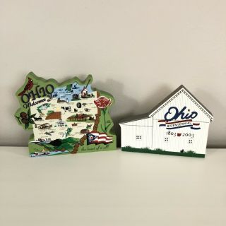 Cats Meow Collectibles Set Of 2 Ohio Shelf Sitters Bicentennial