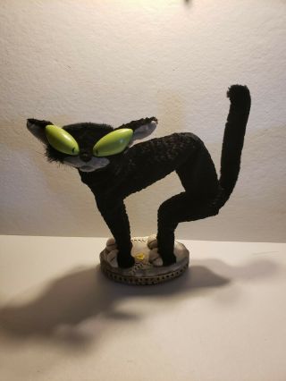 Vintage Gemmy Animated Fraidy Cat Halloween Scrawny Black Alley Cat (j1)