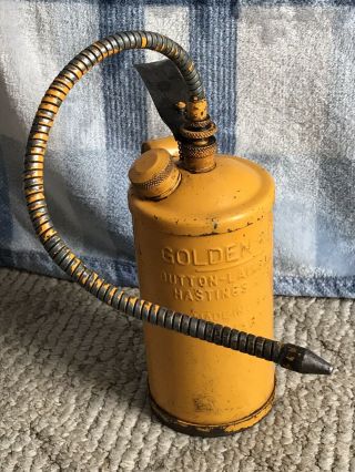 Vintage Yellow Golden Rod Dutton - Lainson Co.  1 Quart Oil Adjustable Neck Can 50