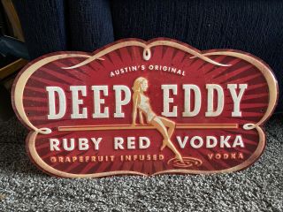 Deep Eddy Ruby Red Vodka Tin Sign Metal Vintage Look - Austin 