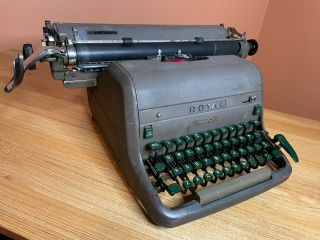 1955 Vintage Royal Hhe Wide Carriage Desktop Typewriter W Ink