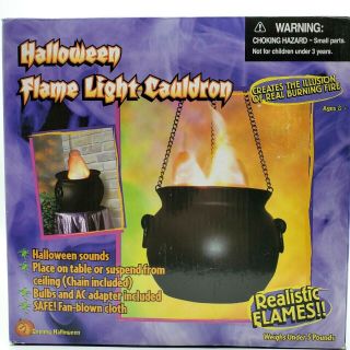 GEMMY Halloween Prop Flame Light Cauldron Fan Blown Realistic Flames 2002 3