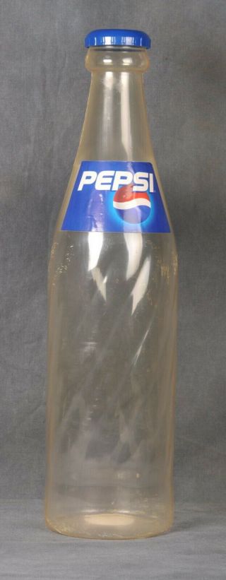 Pepsi Giant Swirl Bottle Bank With Blue Lid - 24 " Tall - Plastic - Collectible