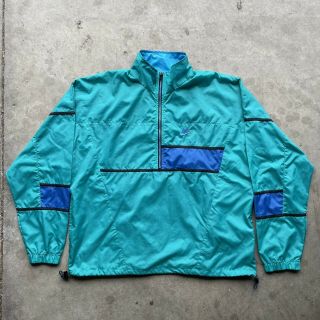 Nike Vintage 90s Gray Tag Blue Color Blocking Windbreaker Jacket Mens Size Large