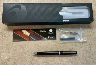 Pilot Falcon Fountain Pen,  Black With Rhodium Accents,  Soft Extra Fine (sef) Nib