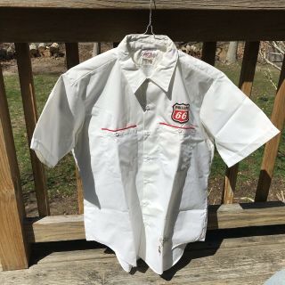 Vintage Phillips 66 Gas Station Manager Uniform White Button - Down Work Shirt