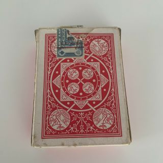 Vintage Antique Tally Ho Tax Stamp Playing Cards Red Fan Back Rare Fontaine