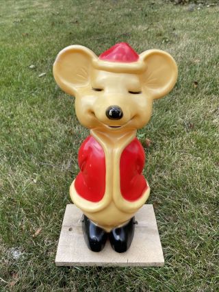 Vintage Union Products Hard Plastic Blow Mold Santa Christmas Mouse 15 " Tall