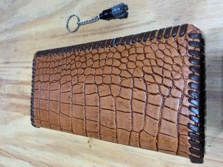 Alligator Print Oil Field Leather Pipe Tally Book Cover 8.  75 " X 4 " (b)