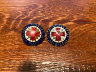 2 Wwii American Red Cross Volunteer Pin Vintage
