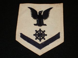 Ww2 Usn Navy Quartermaster 3rd Class Petty Officer Summer Rate Patch 1944 Dated