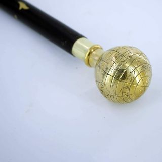 Brass Nautical Globe Handle Walking Stick Cane For Men Vintage Style 36 Inch