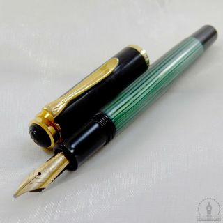 Old Style Pelikan M400 Green Striated Fountain Pen 14c Bb Nib - W - Germany C1985