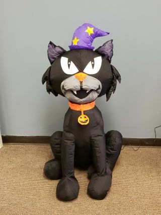Gemmy Airblown Inflatable Black Cat Witch Hat 48 " 4 Ft Halloween Decoration 2005
