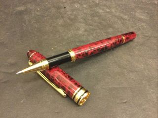 Montblanc Meisterstuck Red Marble Gold & Black Tone Ballpoint Luxury Pen