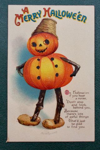 Vintage International Halloween Postcard,  Clapsaddle,  Jol Man