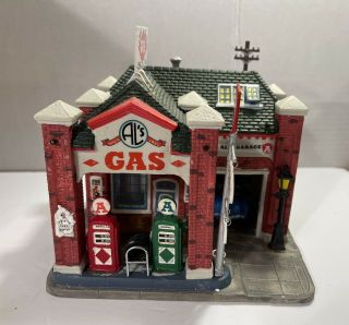 Collectable Searsroebuck Lemax Harvest Crossing Al’s Gas Station Lighted Village