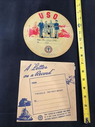Uso Ww2 Era Letter On A Record Uso Club Military Image