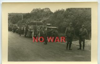 Wwii German War Photo Crew On Military Truck & Guns At March