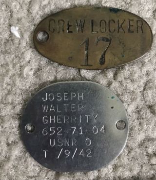 Vintage Wwii Navy Usn Name Dog Tag And Crew Locker 17