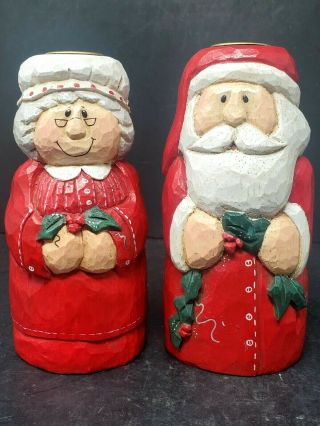 Eddie Walker Midwest Of Cannon Falls Santa And Mrs Claus Candle Holder Christmas