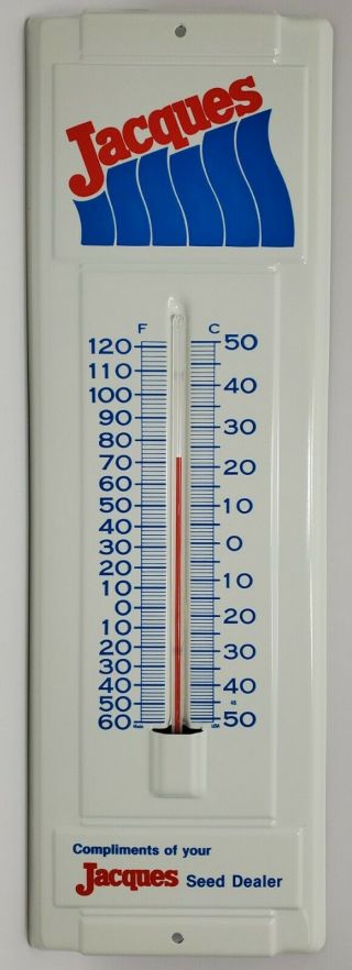 Vintage Jacques Seed Corn Thermometer Metal Sign Advertising Farm Feed Near