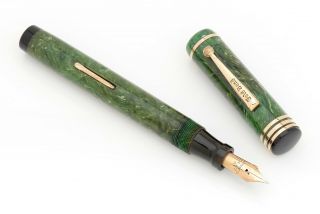 Gold Bond Stonite Oversize Jade Green Fountain Pen [c1930s] [fully Restored]