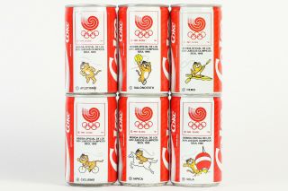 1988 Coca Cola 6 Cans Set From Spain,  Olympics Seoul 88 (without Copyright Line)
