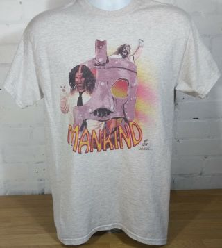 Vintage Worn Wwf Mankind T Shirt M Retro 90s Cactus Jack Attitude Era Wrestling