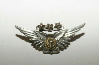 Wwii Us Navy Sterling Silver Combat Air Crew Wing W/3 Stars Amico Pin Home Front