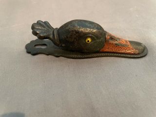 Vintage Antique Judd Cast Iron Bronze Duck Head 5160 Desk Paper Clip / Holder