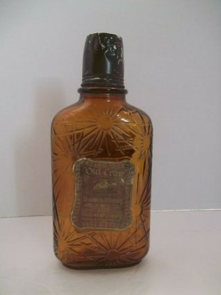 Vintage Rare Antique Embossed Brown Glass Old Crow Bourbon Whiskey Bottle