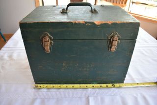 Vintage Handmade Primitive Wood Storage Tackle Box
