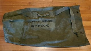 Vintage Ww2 / Korean War Us Army Canvas Duffel Bag Type 1 Stock No 74 - B - 54 - 55