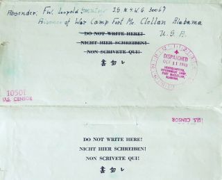 Pow Letter By Interned German Africa Soldier - Us Censor - Us Pow Camp 1943
