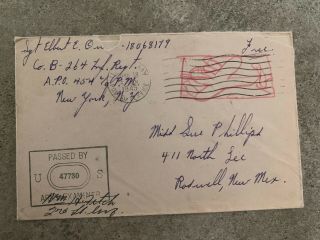 1915 Wwii Soldiers Mail Censor Cover With Hand Drawn Stamp