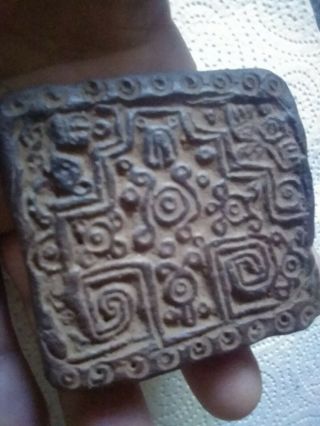 Old Vintage Pre - Columbian Figural Pottery Frog Seal Stamp Baby Rattle C America
