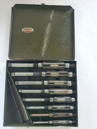 Vintage Merit Tools Critchleyreamer 8 Piece Set W Metal Case.  15/32 " - 1 1/16 ".