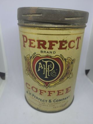 Vtg.  Perfect Brand Coffee Tin A.  H.  Perfect & Company 1920 