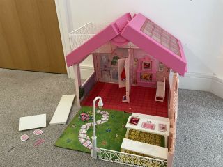 Barbie Fold N Fun Dolls House & Case 1990s Almost Complete