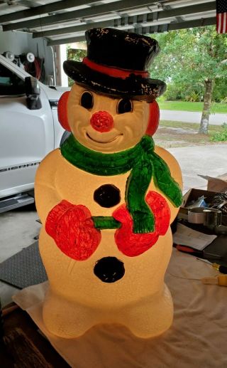 Vintage Grand Venture Blow Mold Snowman 30” Lighted - Great.
