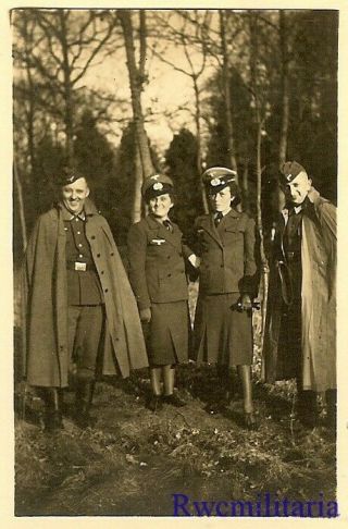 RARE Wehrmacht Female Helferin Blitzmädel Girls w/ Soldiers in Woods 2