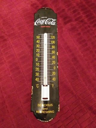 Vintage Coca Cola Porcelain Sign (thermometer) Rare